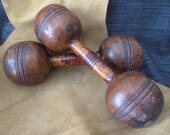 Pair of wooden Dumbbells antique sculptural functional Art Object