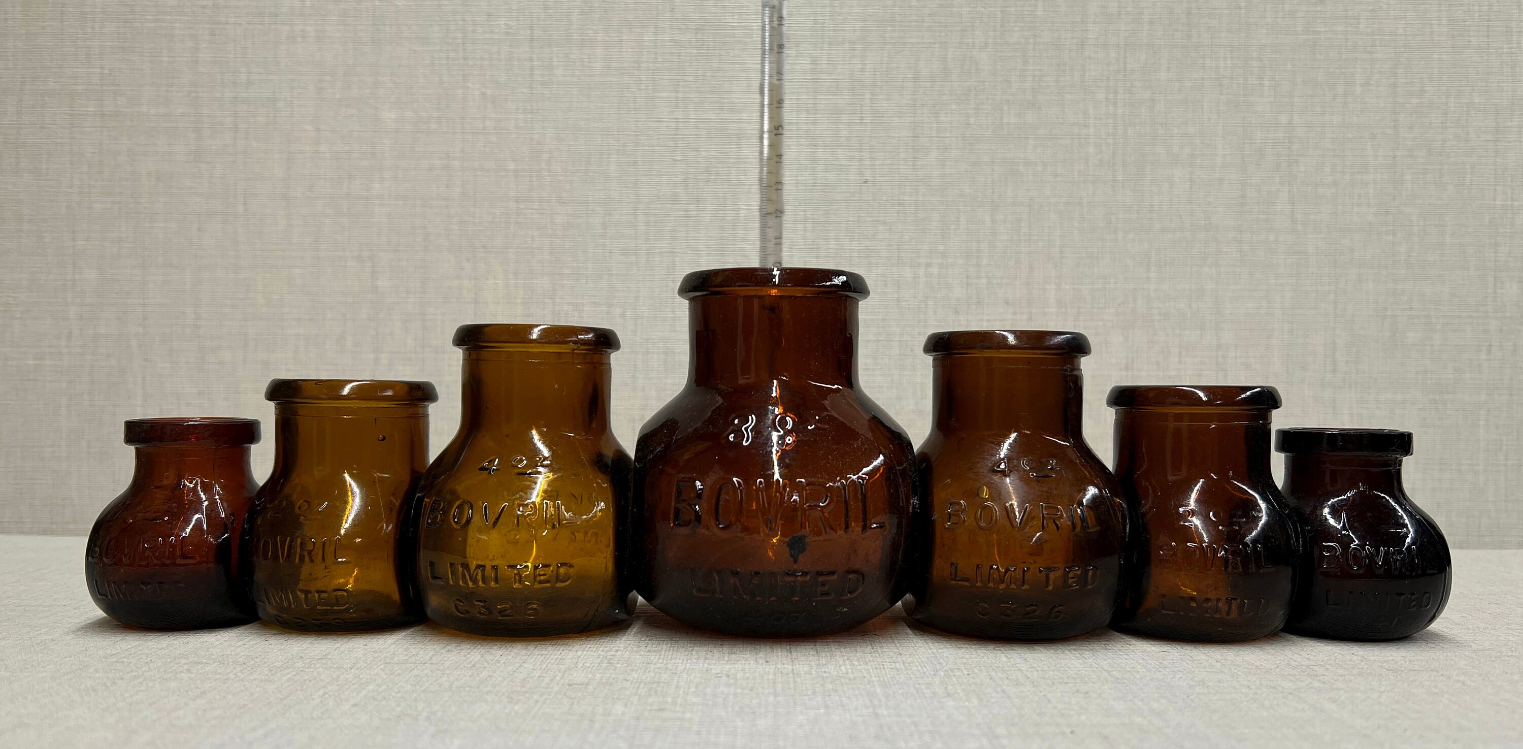 Seven Old Amber Glass Bovril Bottles. Etsy