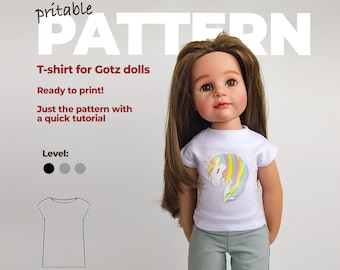 PDF Pattern T-shirt for dolls, Tunic for Gotz, DIY instructions for making Shirt
