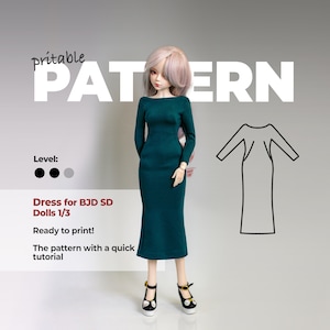 PDF Sewing Pattern Dress for BJD SD 1/3 dolls, 24 inch doll, Outfit Smart Doll