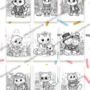 10 Printable Coloring Pages, cats in a Big City, Coloring Pages for Adults and Children, Instant ...