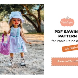 PDF Pattern DIY dress for dolls, Dress with ruffles Paola Reina dolls, DIY instructions for making dress