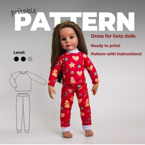 PDF Pattern Pajamas for dolls, Costume for Gotz, The suit sewing pattern