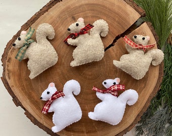 Felt Squirrel Ornament | Hand made, Hand sewn, Woodland, Christmas, Holiday, Ornaments