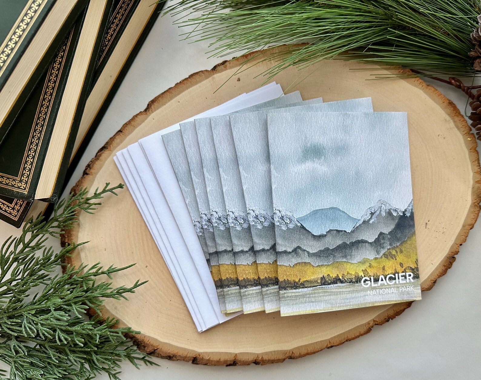 Watercolor Card Set - Mountains in Glacier National Park | Blank Inside ...