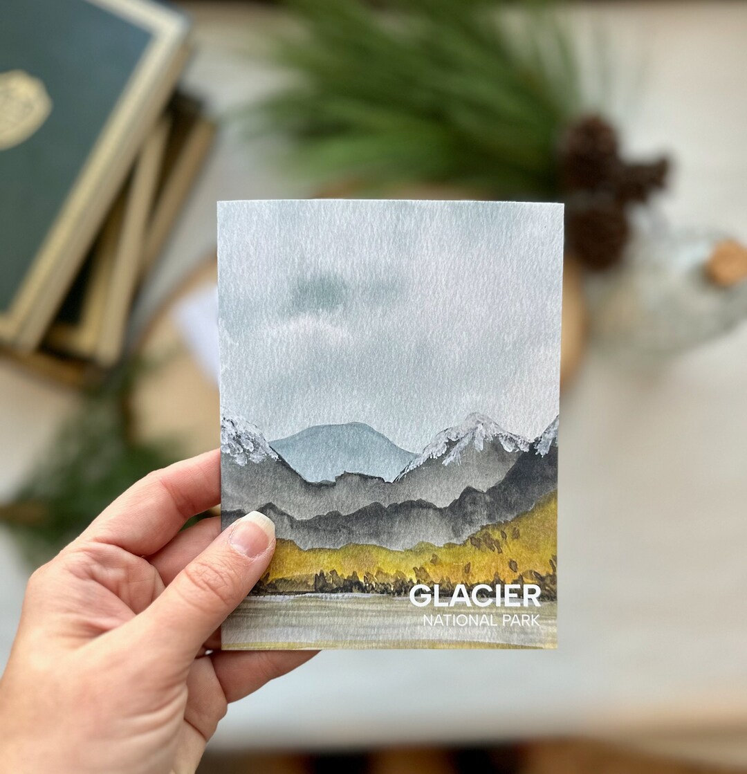 Watercolor Card Set - Mountains in Glacier National Park | Blank Inside ...