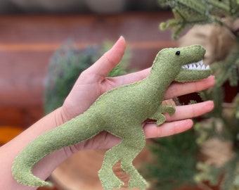 Felt T-Rex Dinosaur Ornament | Hand made, Hand sewn, Christmas, Holiday, Gift, Ornaments