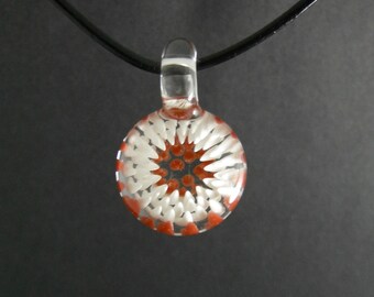Red And White Implosion Glass Pendant