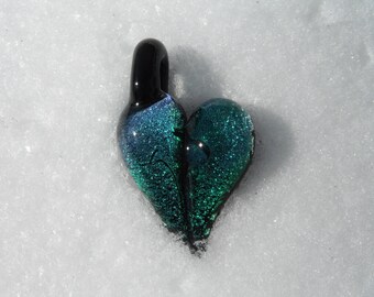 Green Dichroic Glass Heart Pendant