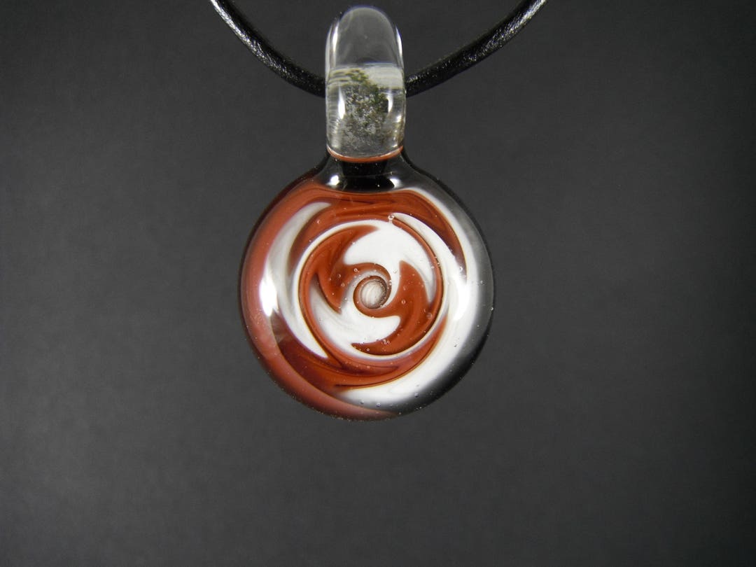 Cranberry White Wig Wag Glass Pendant Etsy