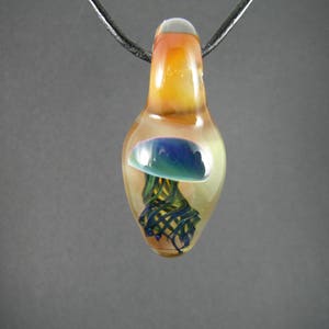 Blue Green Glass Jellyfish Pendant