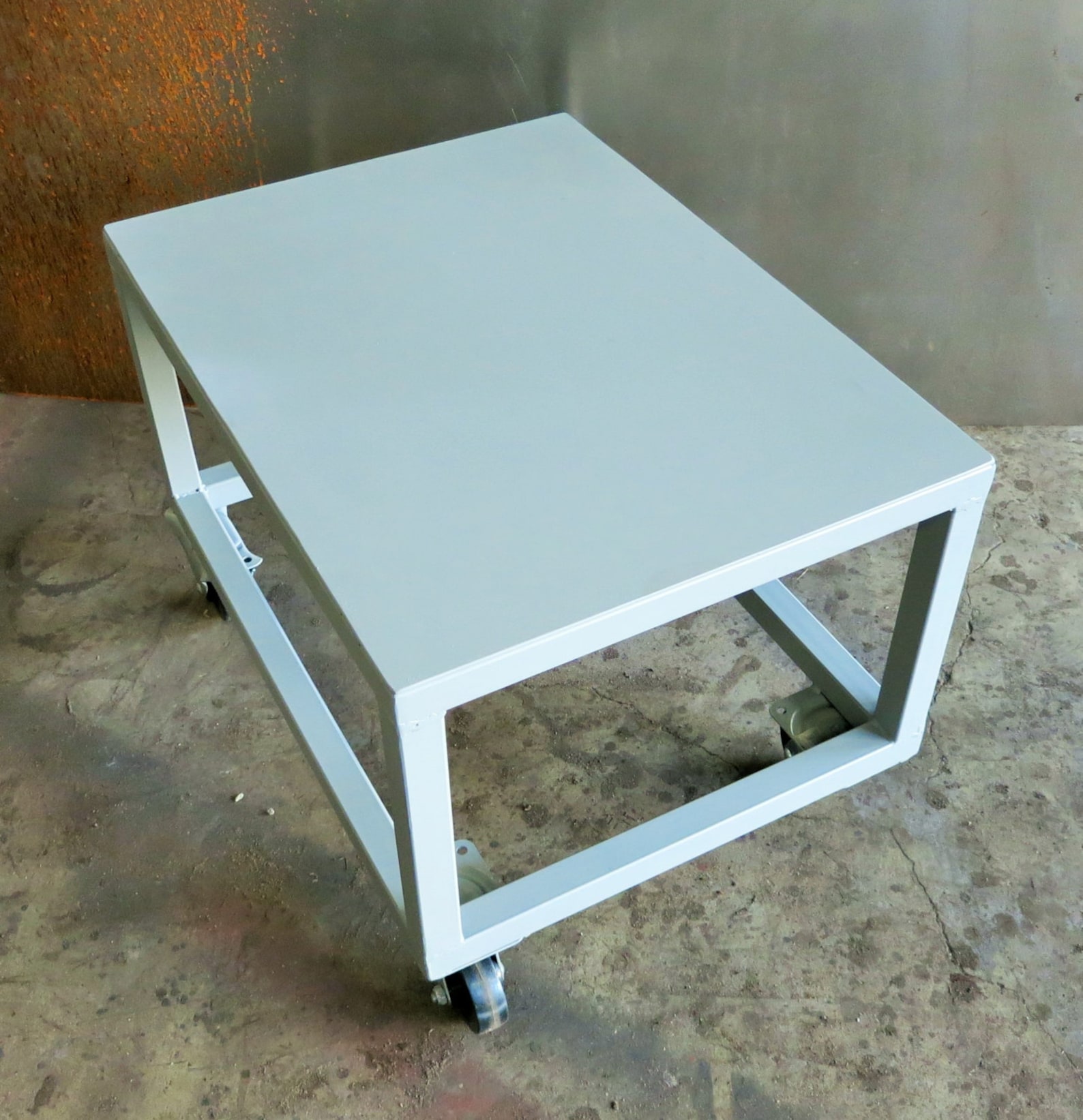 Industrial Metal Table With Wheels Etsy