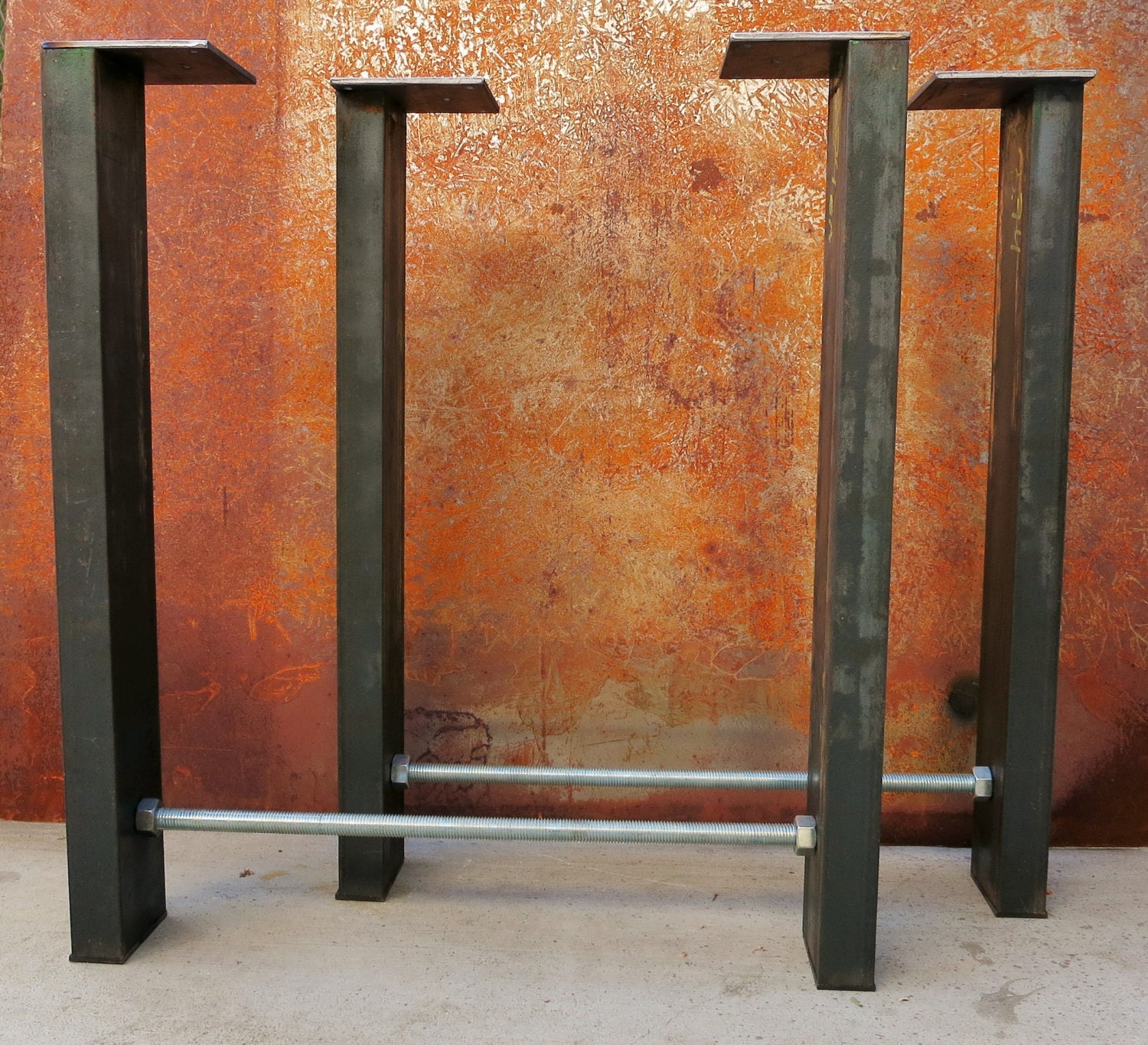Industrial Metal Table Legs set of 2 Channel Threaded Rod Etsy