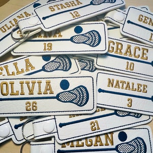 Lax Bag Tag Name/Number, Lacrosse Bag Tag, Lacrosse Bag Tag, Personalized Gift, Lacrosse Keychain, Lacrosse Gift, Lax Name & Number