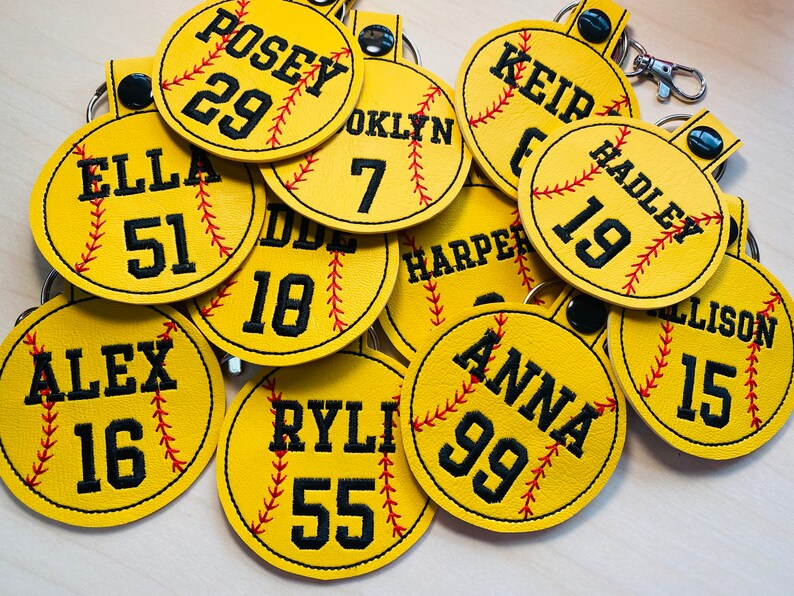 Embroidered Softball Keychain Block Font 'name and Etsy