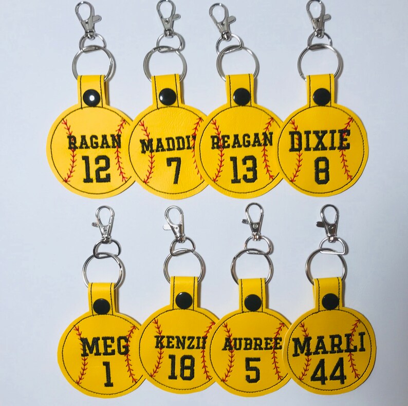 Embroidered Softball Keychain Block Font 'name and Etsy