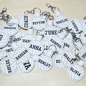 Personalized Volleyball Keychain SMALL Bag Tag- White Matte Name Only