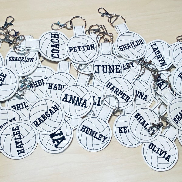 Personalized Volleyball Keychain SMALL Bag Tag- White Matte Name Only