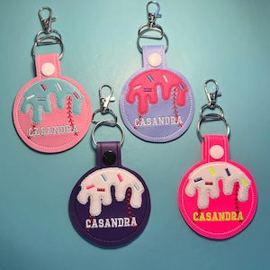 Softball Ice Cream Drip Bag Tag, Softball Bag Tag, Softball Drip Keychain, Softball Ice Cream