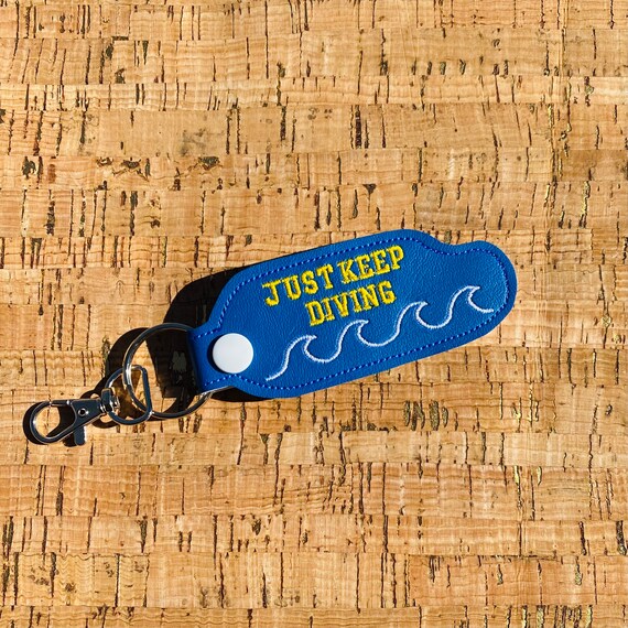 Embroidered Personalized Diving Keychain in Royal Matte Swim Etsy