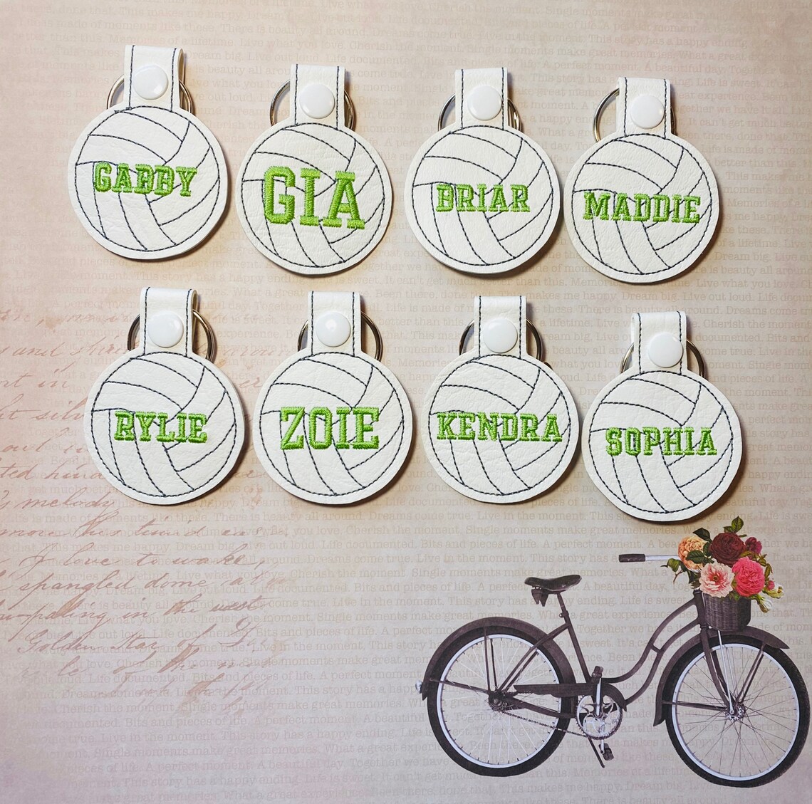 Personalized Volleyball Keychain Embroidered Volleyball Bag Etsy