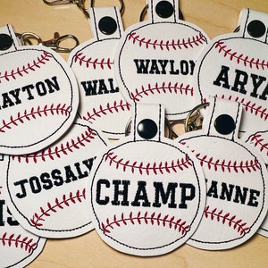 Embroidered Baseball Bag Tags, Baseball Keychain, Personalized Keychain - Classic