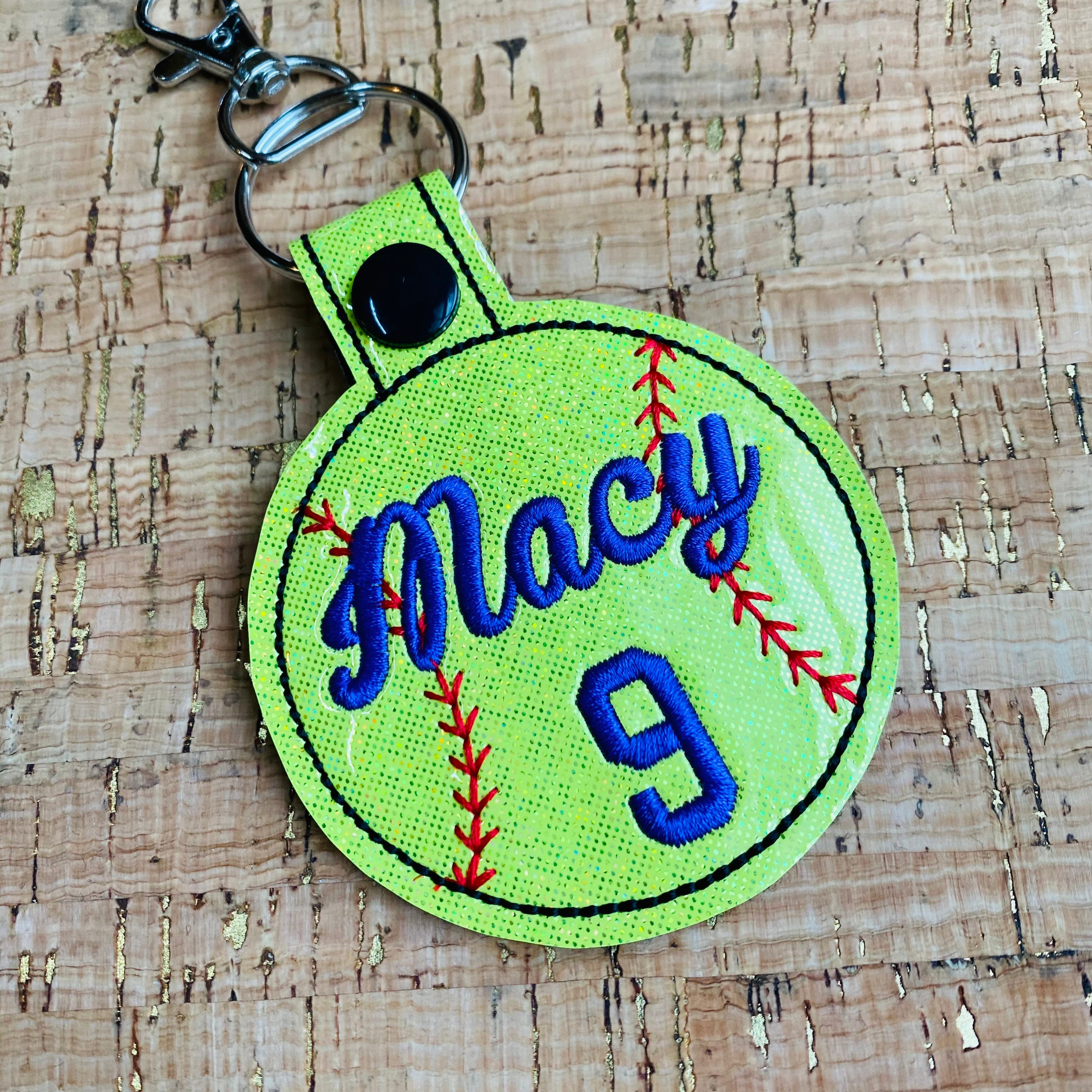 Softball Keychain Softball Bag Tag Cursive Font Name & Etsy