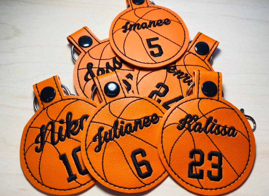 Personalized Basketball Keychain Largecursive Name & Number Etsy