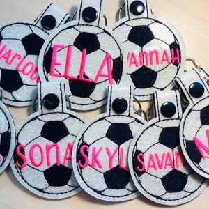 Embroidered Soccer Keychain- Large Glitter