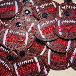Personalized Football Keychain, Embroidered Football Bag Tag, Football Keychain, Football Backpack Tag, Personalized Name Tag