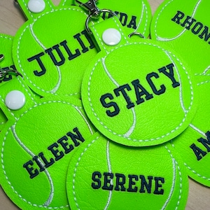 Tennis Keychain, Tennis Bag Tag, - Block Font Name Only