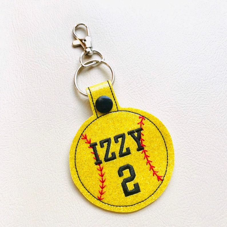 Embroidered Softball Keychain Block Font 'name and Etsy