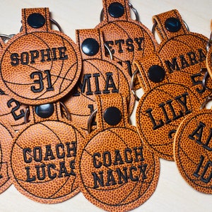 Personalized Basketball Keychain-SMALL Basketball Leather-Name & Number, Two Names