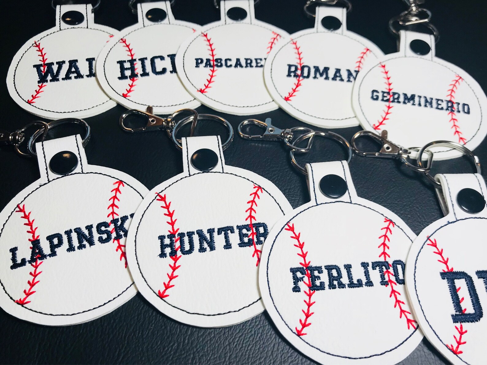 Personalized Baseball Keychain White Baseball Bag Etsy