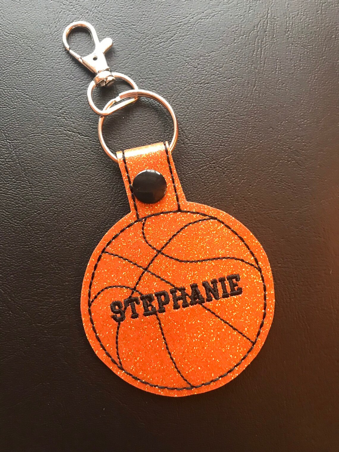 Personalized Basketball Keychain Embroidered Basketball Bag Etsy
