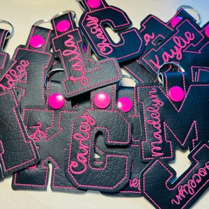 Initial Keychains With Personlization, Neon theme, Neon Pink