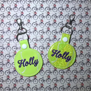 Tennis Keychain, Tennis Bag Tag- Cursive Font