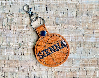 Personalized Basketball Keychain LARGE Glitter- Name Only