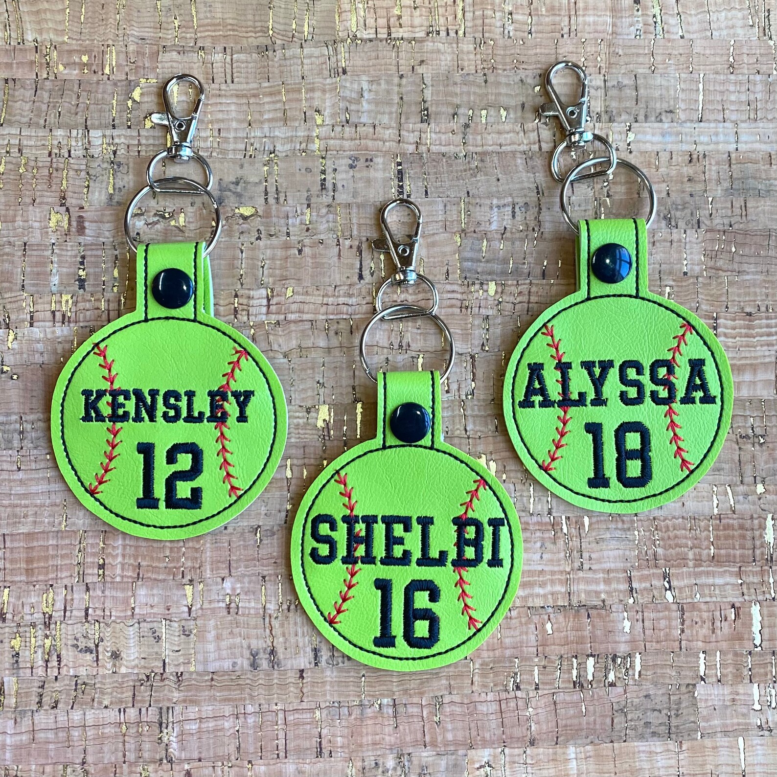 Softball Keychain Softball Green Matte Nom & Number Block Etsy