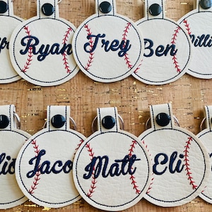 Vintage Style Personalized Baseball Keychain-VINTAGE Style Name Only, Baseball Keychains, ROUND VINTAGE- Name Only