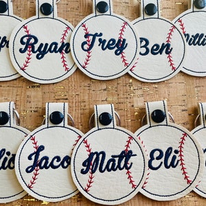 Vintage Style Personalized Baseball Keychain-VINTAGE Style Name Only, Baseball Keychains, ROUND VINTAGE- Name Only
