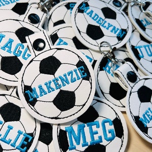 Embroidered Soccer Keychain- Large White Matte