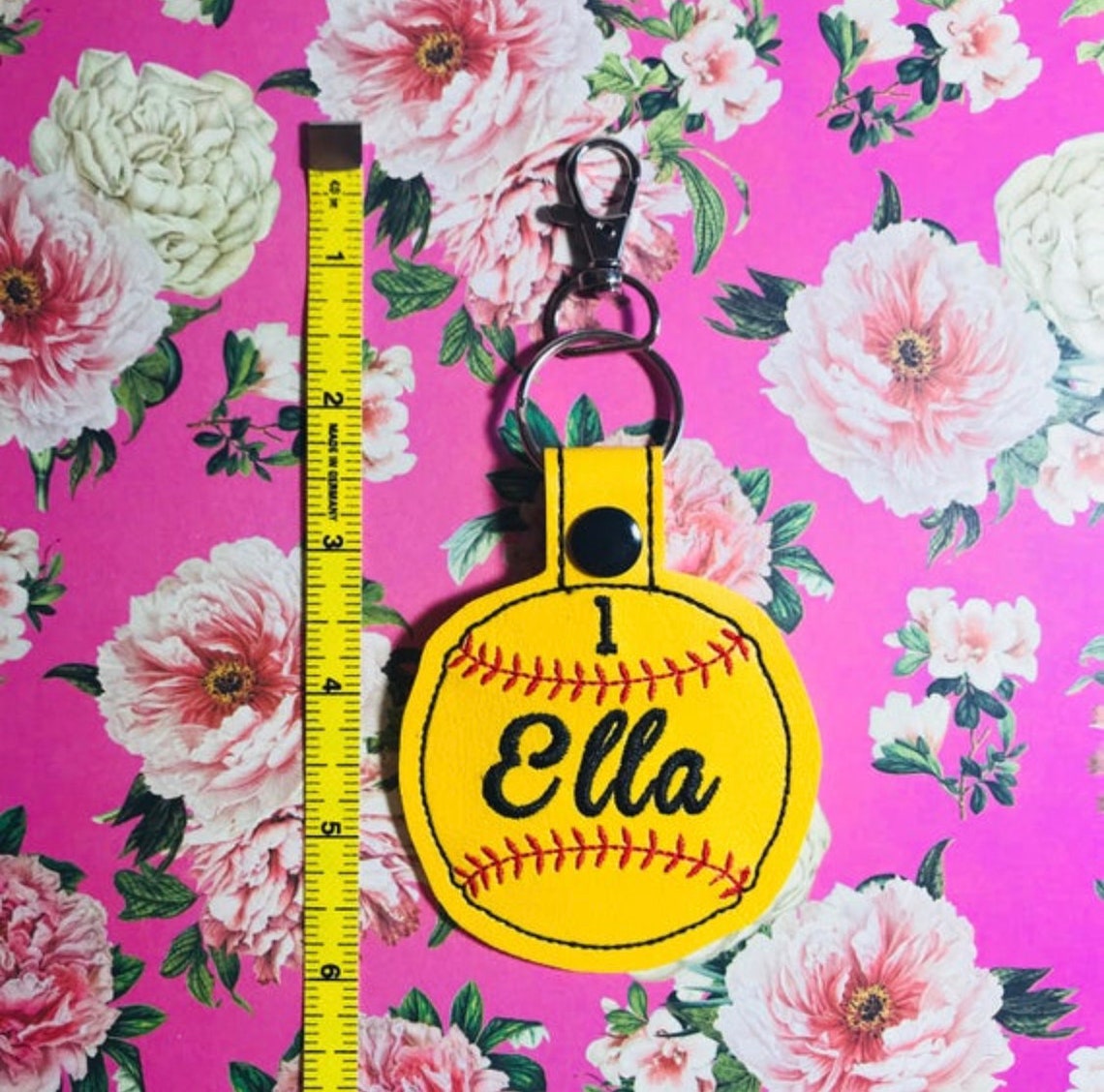 Personalized Softball Keychain Softball Glitter Keychain Bag Etsy