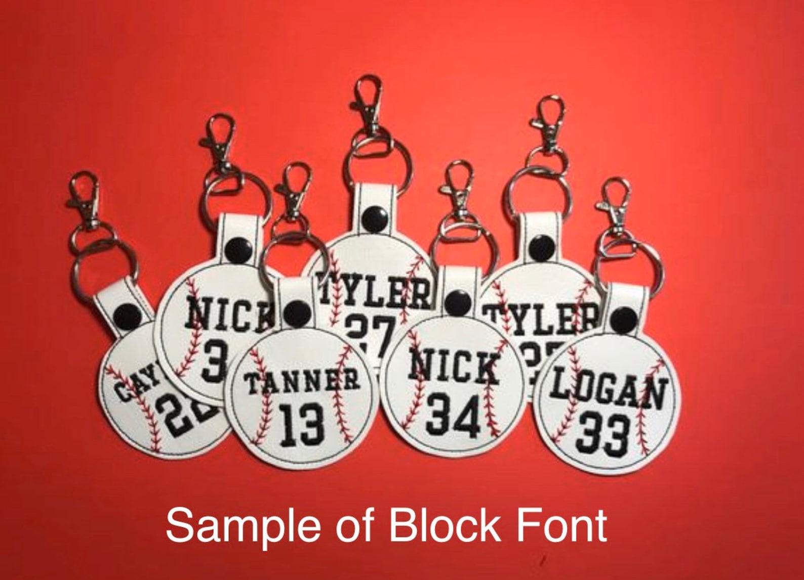 Personalized Baseball Keychain, White Baseball Bag Tagsembroidered