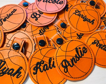 Personalized Basketball Keychain LARGE-Cursive Name Only- Orange Matte