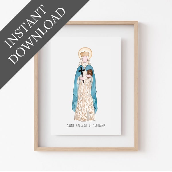 Digital Download - St. Margaret of Scotland, Catholic Art Print Download