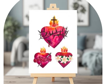 Holy Family Trio of Hearts Art Print