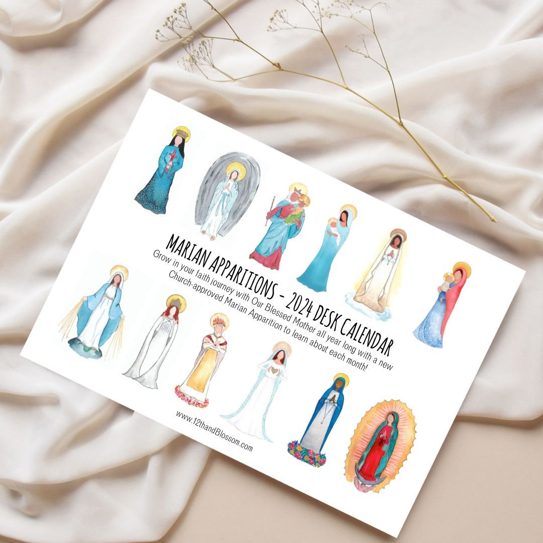 2024 Catholic Calendar Virgin Mary Apparitions, Our Lady of Fatima, Our