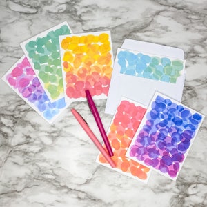 Vibrant Blank Note Cards (Set of 12 or 18), Rainbow Note Cards, Blank Cards, Thank You Cards, Artistic Cards
