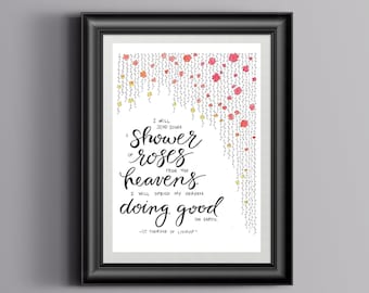 St. Therese of Lisieux Quote Watercolor and Ink Print